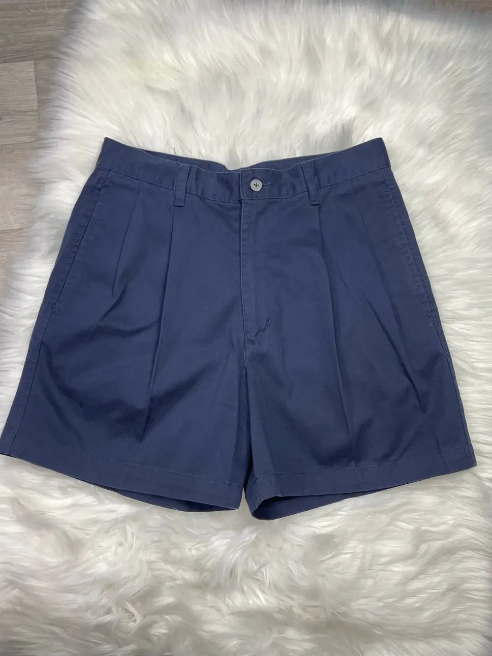 Vintage 90s Club Room Navy Pleated Classic Chino Shorts Preppy Old Money Dad